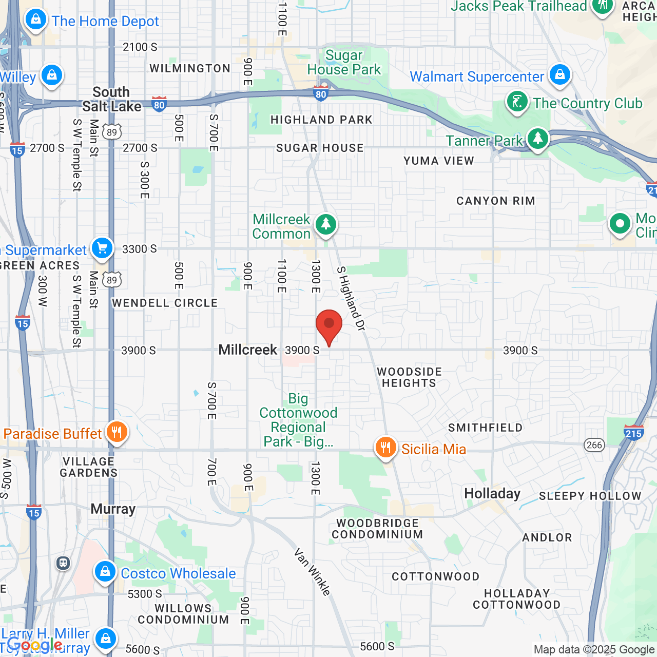 Google map image of our location in 1377 E 3900 S Salt Lake City, UT